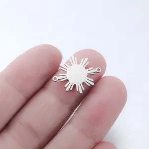 Colgante conector de doble agujero de sol de acero inoxidable para hacer joyas de bricolaje.