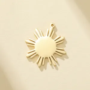 Colgante de Sol Filipino de Acero Inoxidable Accesorios de Fabricación de Joyas DIY Amuletos Dorados Plateados de Agujero Único Doble