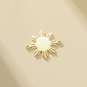 Colgante de sol de acero inoxidable dorado conector doble agujero para collar DIY