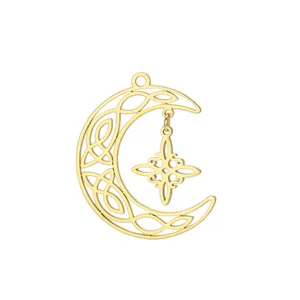 Ciondolo luna nodo celtico dorato con stella pendente per creazione gioielli fai da te.