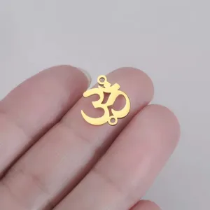 Gold metal Om symbol pendant connector for DIY jewelry making necklace accessory