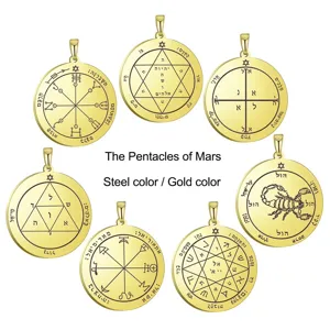 Solomon Seal Mars Pentacle Pendant Stainless Steel Gold Color Occult Amulet Necklace