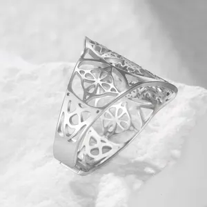 Silber Keltischer Knoten verstellbarer Ring hohl Hexen Amulett Schmuck Vintage geometrisches Design