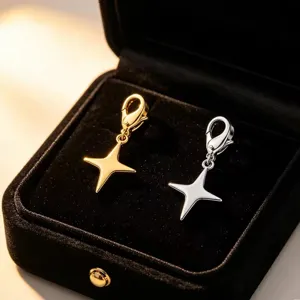 Edelstahl Stern Anhänger Karabinerverschluss DIY Schmuck für Armband Halskette basteln