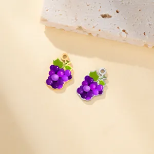 Stainless steel colorful grape fruit pendants for cute handmade DIY jewelry accessories