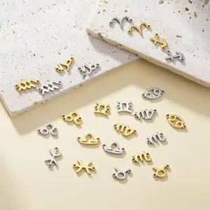 12 segni zodiacali ciondolo doppio foro acciaio inossidabile oro argento accessori