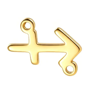 Ciondolo segno zodiacale Sagittario doppio foro acciaio inossidabile placcato oro 18k