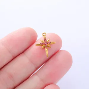 Stainless steel pink crystal North Star pendant detail, perfect for DIY jewelry making.