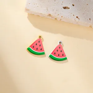 Stainless steel watermelon pendant DIY cute fruit charm jewelry accessory for handmade crafts