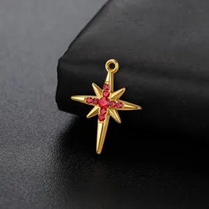 Stainless Steel North Star Red Crystal Pendant Fashion DIY Jewelry Craft Accessories