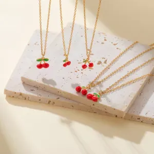 Stainless Steel Fruit Charms Colorful Lemon Watermelon Blueberry Cherry Pendants For DIY Jewelry Making Accessories Gold Silver Plated Findings