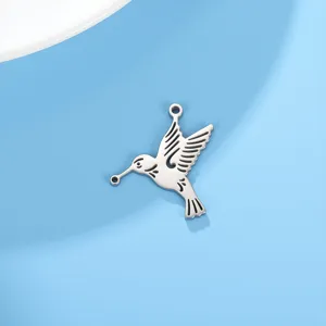 Stainless steel hummingbird double-hole pendant DIY jewelry making accessory crafting.