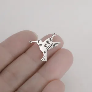 Stainless steel hummingbird double-hole pendant, perfect for DIY handmade necklaces and bracelets.