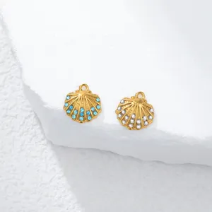 Titanium steel rhinestone shell pendant DIY jewelry handmade accessory charm for necklace making