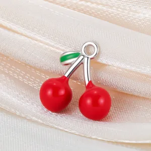 Cherry pendant charm for DIY handmade jewelry making necklaces and earrings accessories.