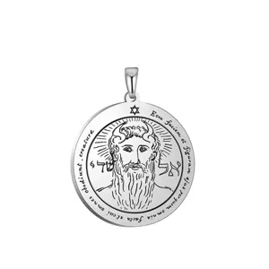 Solomon stainless steel round pendant talisman necklace keychain backpack car accessory 35x38mm