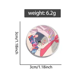 Simpatico gatto anime spilla in metallo, 3cm compatto e leggero 6.2g ideale per decorazione abiti.
