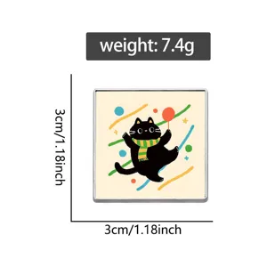 Süße Cartoon schwarze Katze Metall Brosche Abzeichen mit Luftballon Emaille Pin für Rucksack.