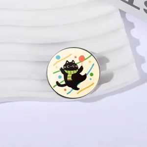 Süße schwarze Katze Metall Brosche Anstecknadel, Cartoon Ballon Design, Rucksack Kleidung.