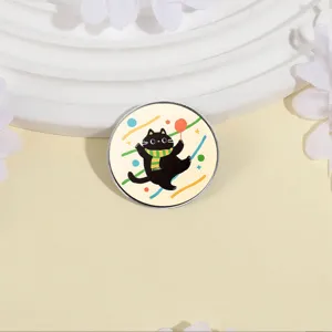 Süße Cartoon schwarze Katze Metall Brosche Pin für Kleidung und Rucksack Dekoration