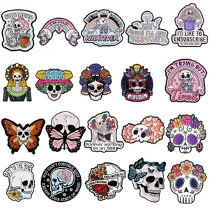 Cartoon Schedel Emaille Broche Kleurrijke Suikerschedel Bloem Insigne Gothic Stijl Kleding Tas Decoratie Legering Metalen Pin