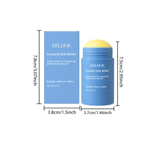 Vue détaillée des dimensions du stick de soin hydratant avec taille et poids exacts.