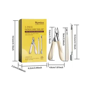 Nymixa 3-piece professional cuticle care tool set for precise nail trimming and maintenance.