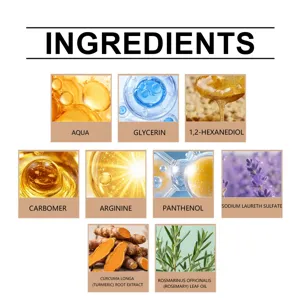 Gedetailleerde infografiek van cosmetische ingrediënten met sleutelcomponenten voor nagels.