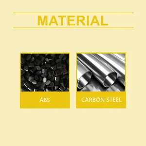 Detailed view showing material options including ABS plastic and carbon steel components.