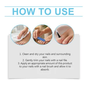 Nail care essence serum application instruction detail graphic showing step by step guide.