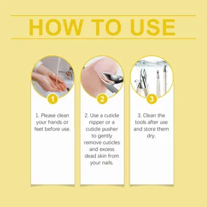 Detailed instruction guide showing step-by-step usage for professional nail care tools.