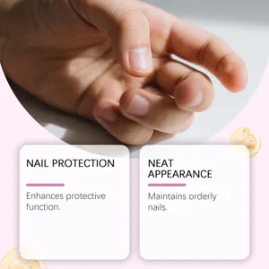 Detail shot of nail care pen application showing enhanced cuticle protection and neat appearance.