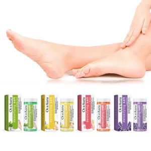 Sal de baño desintoxicante para pies OceAura con aromas de té verde, limón, rosa, 100g.