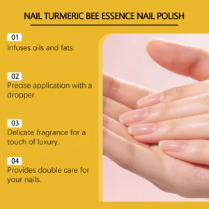 Detail view of nail care essence featuring precise application and smooth nourishing care.