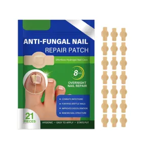 Patch reparation ongle anti-fongique, 21 pieces soin hydrogel de nuit pour les ongles.