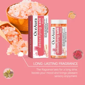 Set de sal de baño desintoxicante de rosa OceAura, sal marina natural para cuidado de pies.