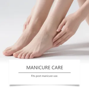 Detail shot showcasing foot and nail cuticle moisturizing care for daily beauty routine.