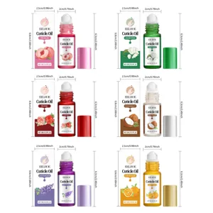 EELHOE Cuticle Oil Pen Set Nourishing Fruit Flower Nail Care 6 Flavors 5ml Portable Design