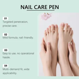 Nagelverzorging pen detailweergave met doelgerichte penetratie en milde formule.