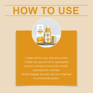 Eelhoe cuticle oil usage instruction detail graphic showing orange nail care steps clearly.