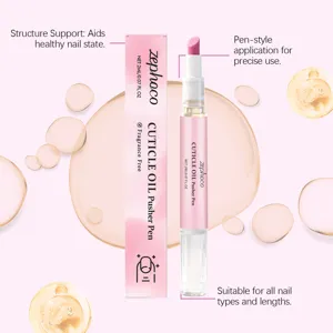 Zephoco cuticle oil pen with pusher design for precise nail care, nourishing and hydrating.