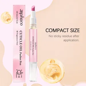 Detailed view of zephoco cuticle oil pusher pen, compact size for easy nail care routine.