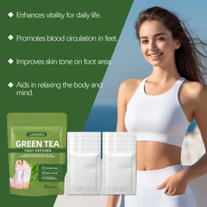 Patchs pour les pieds au thé vert 10 pcs coussinets purifiants à base de plantes relaxation.