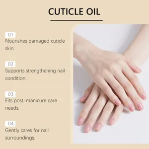 Nourishing cuticle oil detail showcasing hand care, moisturizing nail edges and post-manicure.