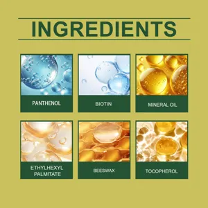 Ingredient detail view of nail care wrap showing nourishing formulas & active care elements.