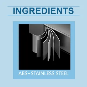Detail view showing ABS and stainless steel material construction for electric nail clippers.