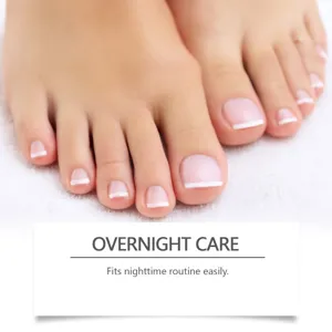 Detailed close-up view of neatly pedicured toenails showcasing smooth daily care and gentle hydration.