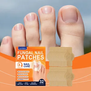 Laniska nail care patches detail view showing breathable material and 32 pieces packaging box.