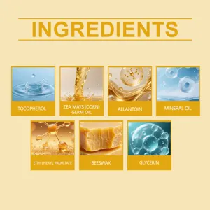 Infographie détaillée des ingrédients cosmétiques montrant des extraits de plantes et formules.