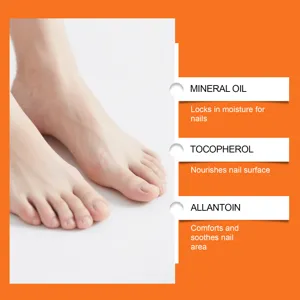 Nail care patch and nourishing mineral oil formula for healthy, moisturized toenails daily.